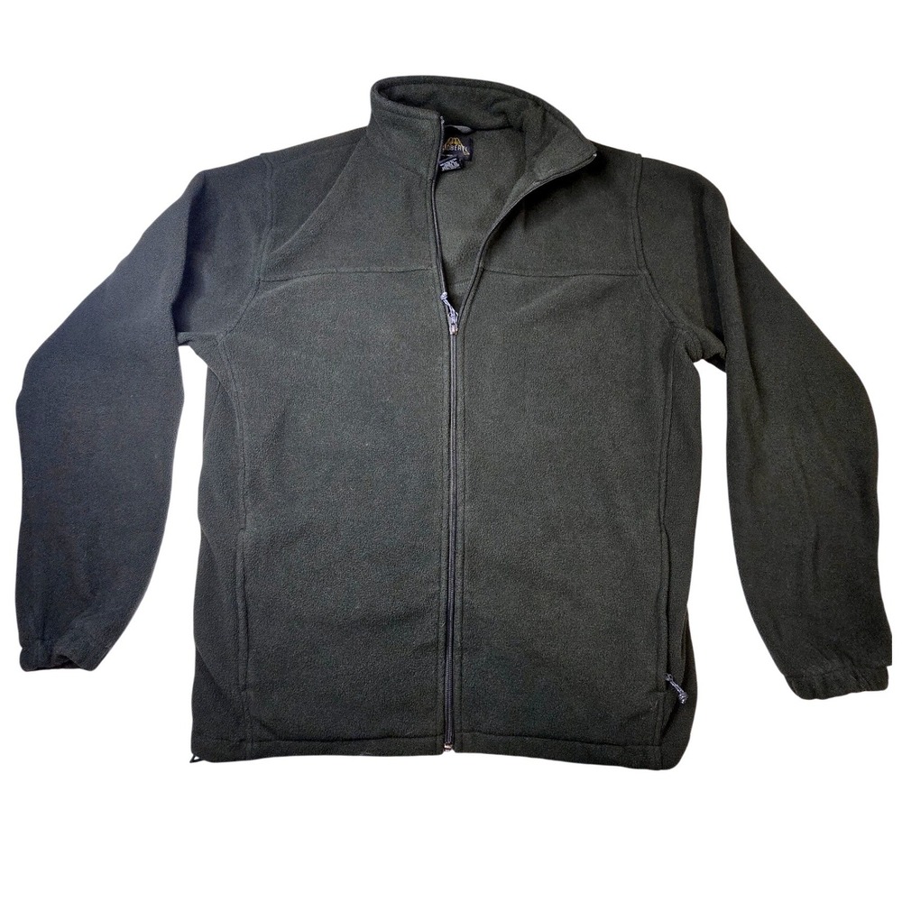 Gioberti Mens Full Zip Fleece Jacket Forest Green Mock Neck FS-901 Large